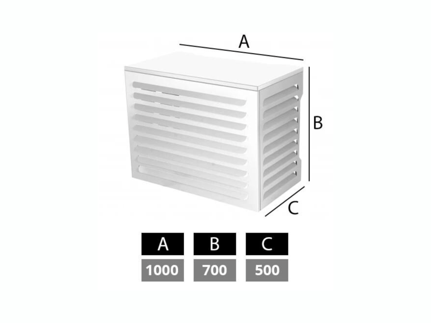 Airco omkasting small – 100×70×50 cm – Wit RAL9010